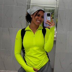 Nike Pro Dri-Fit Neon Yellow Half Zip Women’s Long Sleeve Active Top